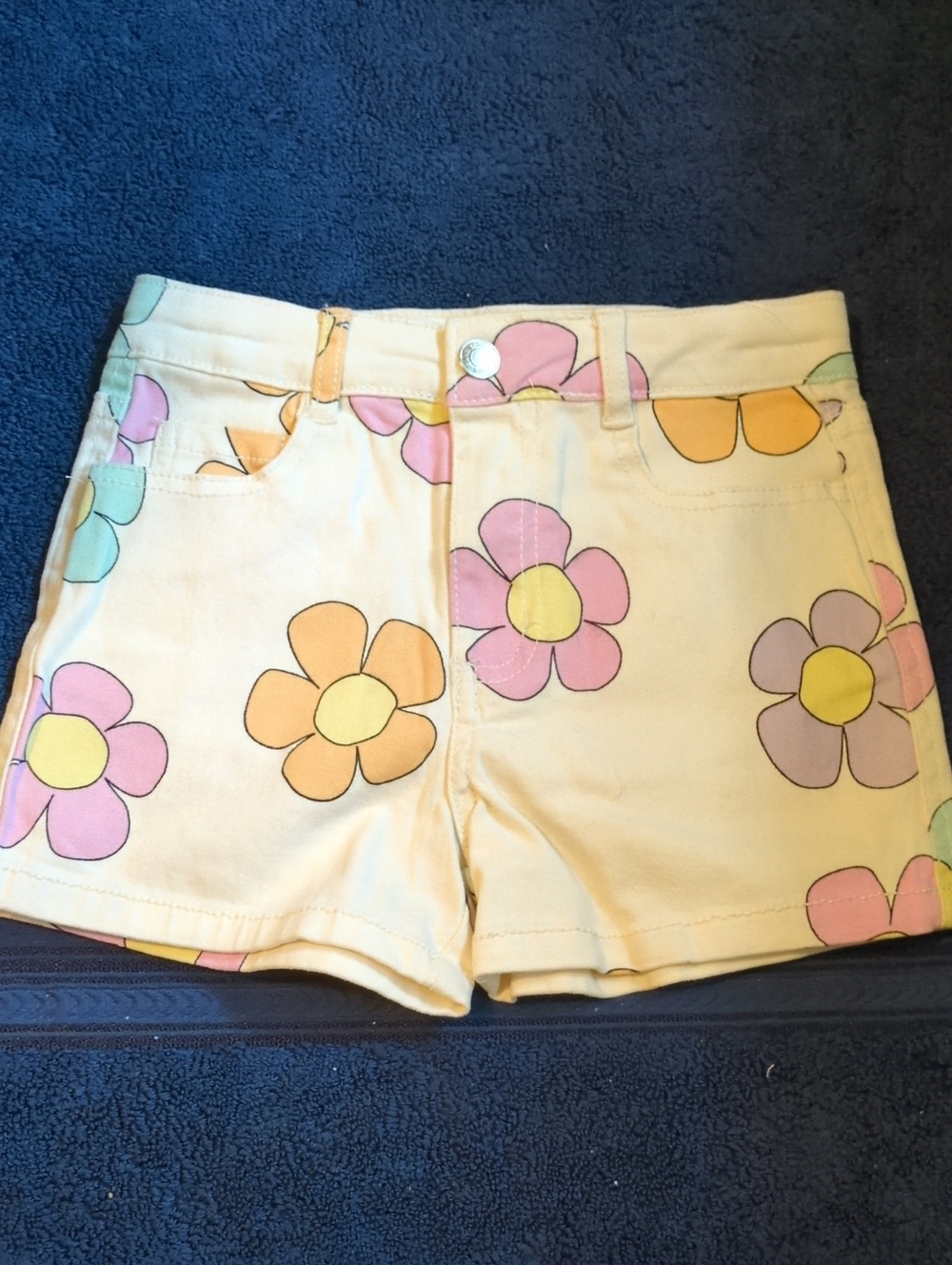 Jessica Simpson Floral Print Girl's Cotton Shorts in Pastel Yellow Size 5
